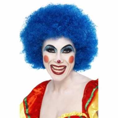 Goedkope  Afro krullen pruik fel blauw