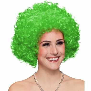 Goedkope clownspruik groene krullen volwassenen