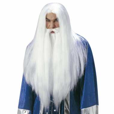 Goedkope  Luxe witte Gandalf pruik volwassenen