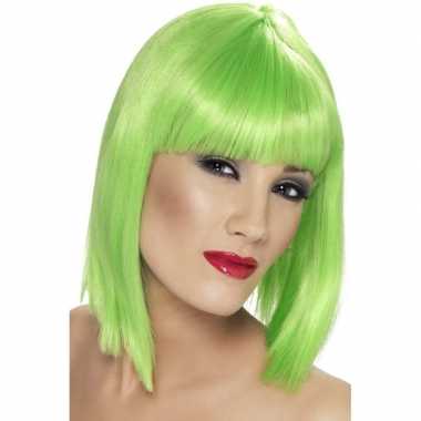 Goedkope neon groene damespruik pony