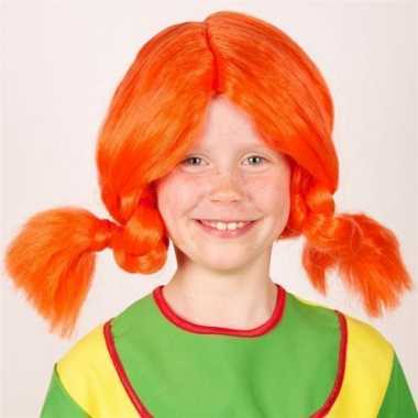 Goedkope  Oranje vlechten pruik kinderen