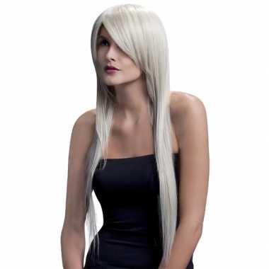 Goedkope professionele lange stijle damespruik blond