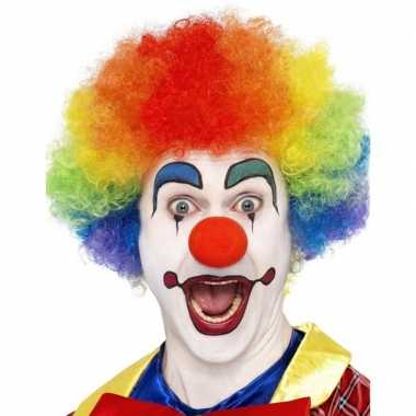 Goedkope regenboog clown pruik volwassenen