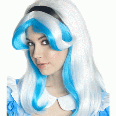Goedkope wit/blauwe pruik haarlintje