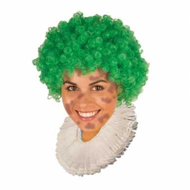 Goedkope zwarte roetveeg pieten pruik groen