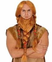 Goedkope vikingen verkleedpruik rood baard